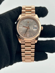 Rolex Day-Date 40 Sundust Baguette Cut Diamond Dial on President Ref. 228235 Card 2019