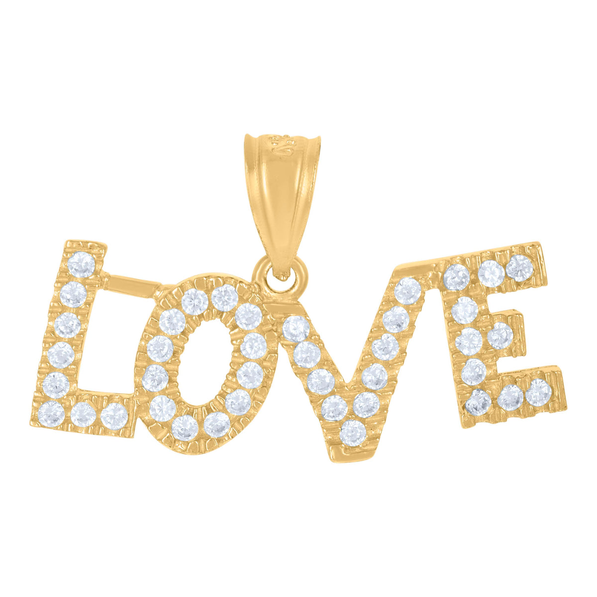 10kt Two-Tone Gold Womens Cubic Zirconia Cubic-Zirconia Love Charm Pendant