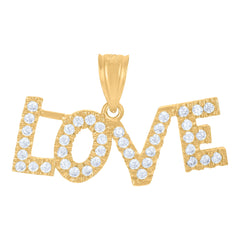 10kt Two-Tone Gold Womens Cubic Zirconia Cubic-Zirconia Love Charm Pendant