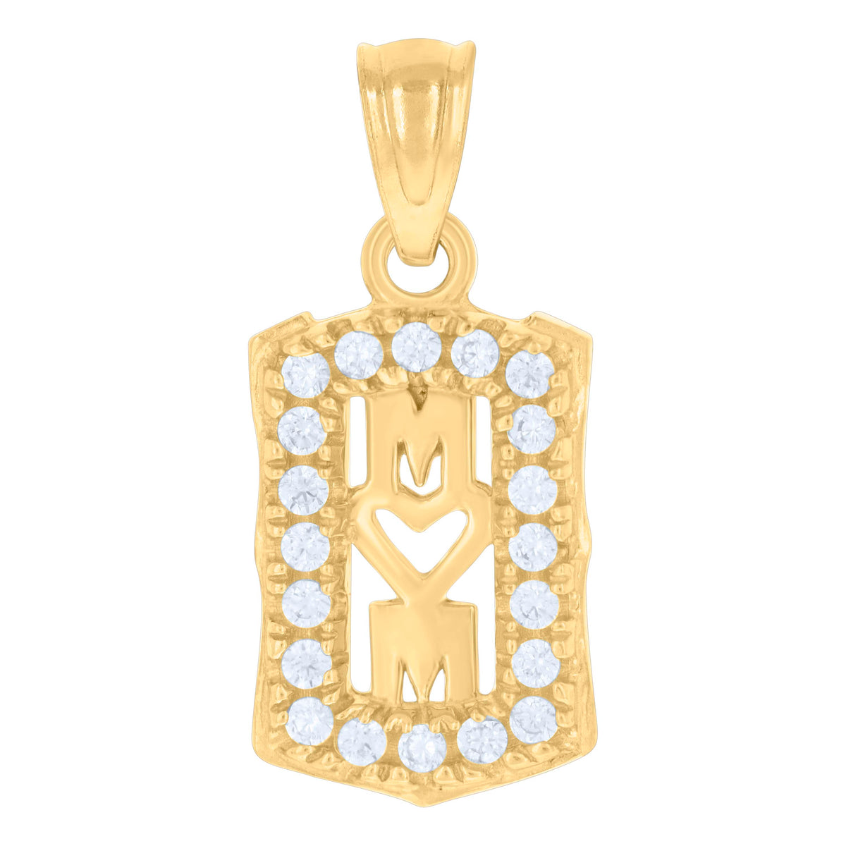 10kt Gold Two-Tone Cubic-Zirconia Womens Mother Mom Charm Pendant