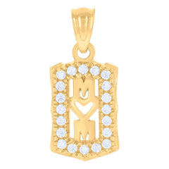 10kt Gold Two-Tone Cubic-Zirconia Womens Mother Mom Charm Pendant