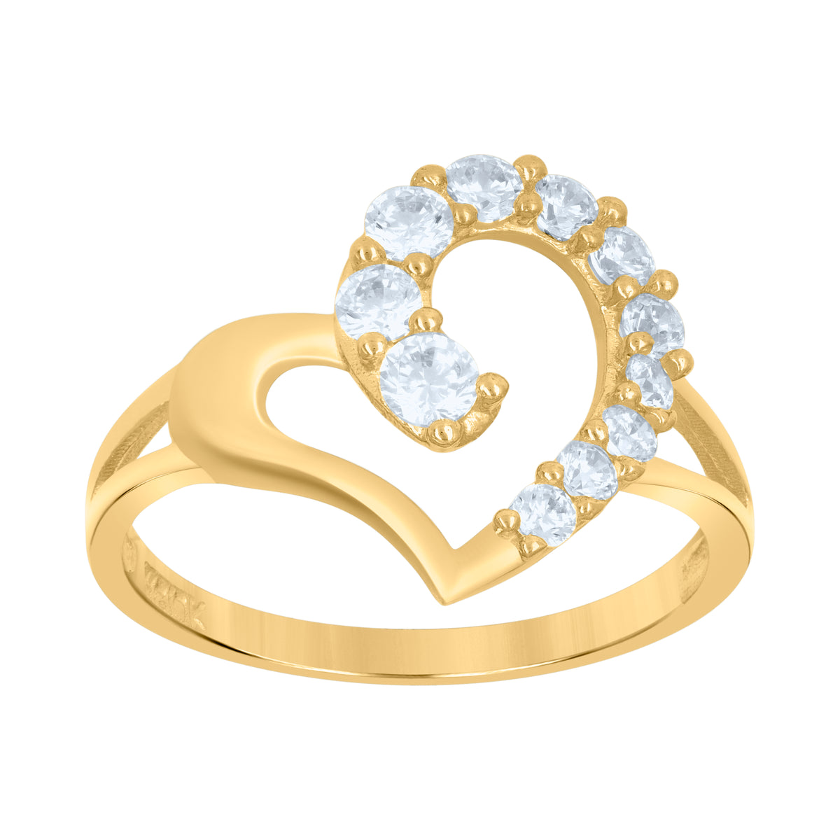 10kt Two-Tone Gold Mens Cubic-Zirconia Dollar Sign Currency Signet Ring