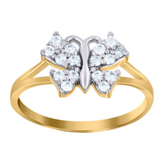 10kt Two-Tone Gold Womens Round Cubic Zirconia Butterfly Band Ring