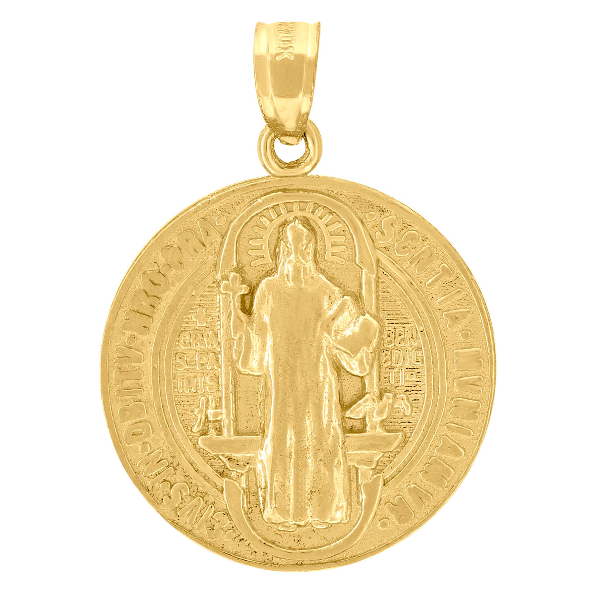 10kt Yellow Gold Unisex Religious Saint Benedict Charm Pendant