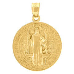 10kt Yellow Gold Unisex Religious Saint Benedict Charm Pendant