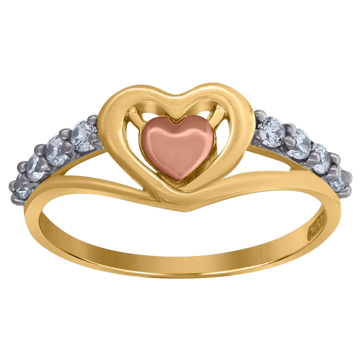 10kt Two-Tone Gold Mens Cubic-Zirconia Dollar Sign Symbols Currency Ring