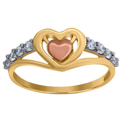 10kt Two-Tone Gold Mens Cubic-Zirconia Dollar Sign Symbols Currency Ring