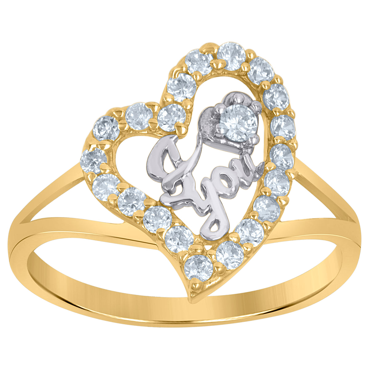 10kt Two-Tone Gold Mens Cubic-Zirconia Dollar Sign Currency Signet Ring