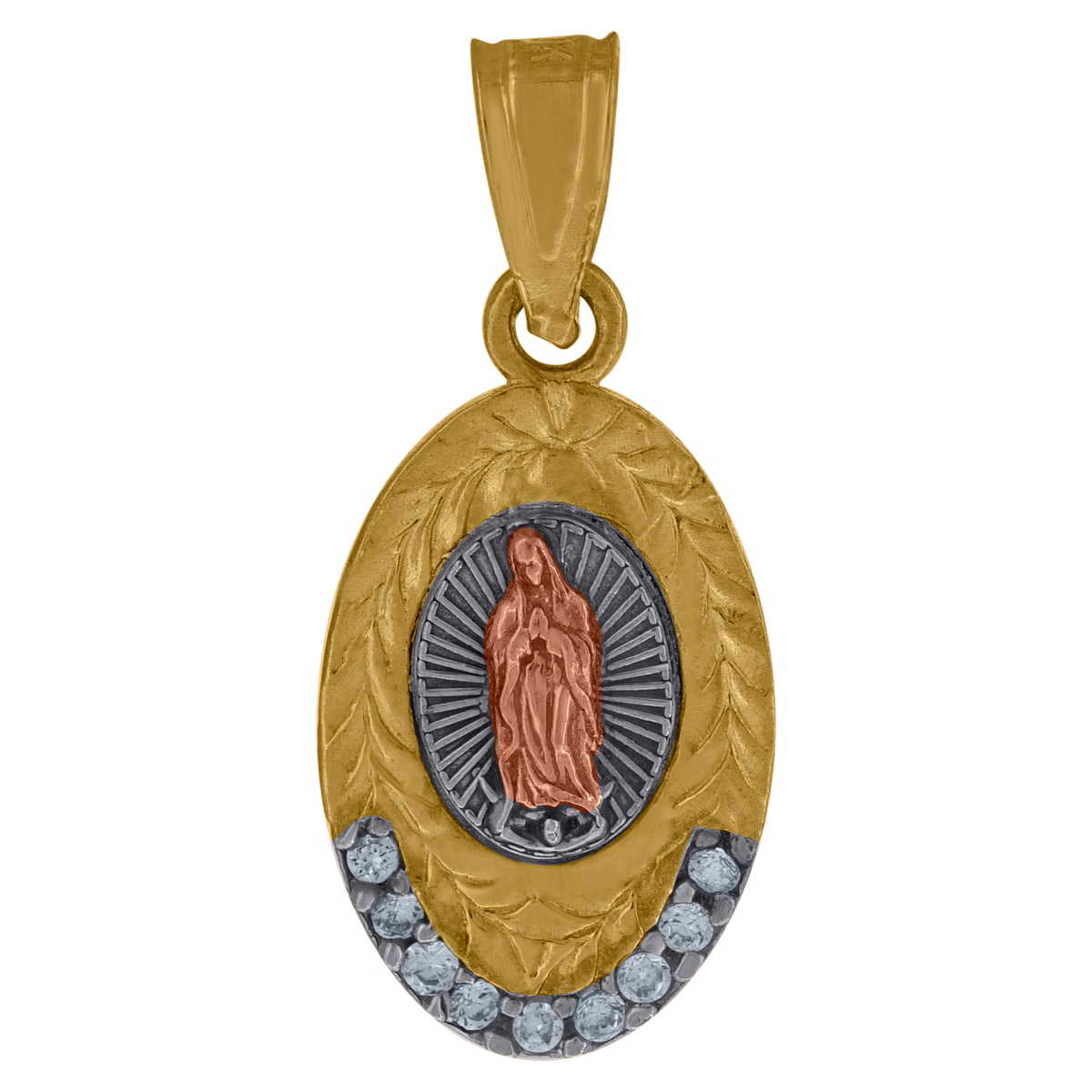 10kt Two-Tone Gold Unisex Textured Cross Religious Charm Pendant