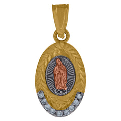 10kt Two-Tone Gold Unisex Textured Cross Religious Charm Pendant