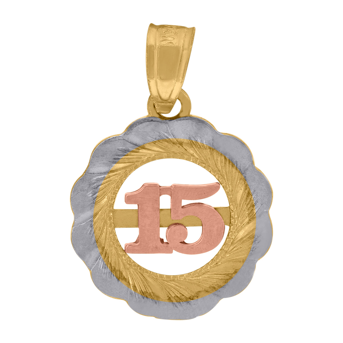 10kt Gold Tri-Color Cubic-Zirconia Womens Guadalupe Mary Religious Charm Pendant