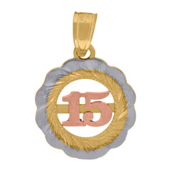 10kt Gold Tri-Color Cubic-Zirconia Womens Guadalupe Mary Religious Charm Pendant