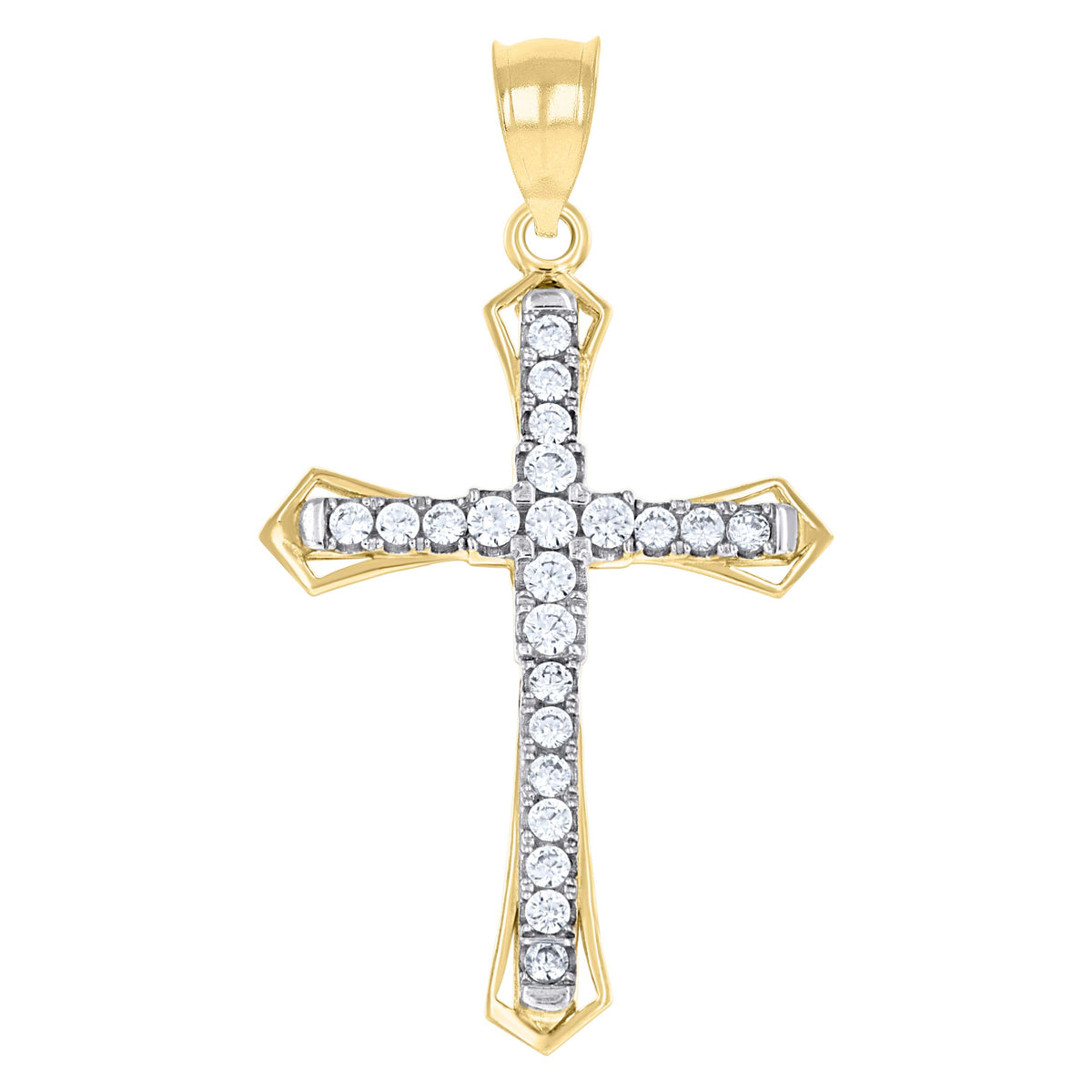 10kt Two-Tone Gold Unisex Diamond-Cut Initial E Charm Pendant