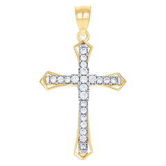 10kt Two-Tone Gold Unisex Diamond-Cut Initial E Charm Pendant