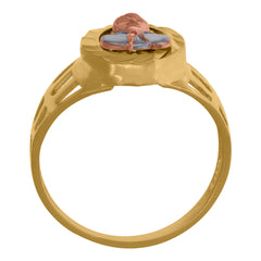 10kt Two-Tone Gold Mens Diamond-Cut Textured Initial Letter G Band Ring