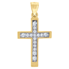 10kt Two-Tone Gold Unisex Textured Guardian Angel Pray For Us Religious Charm Pendant