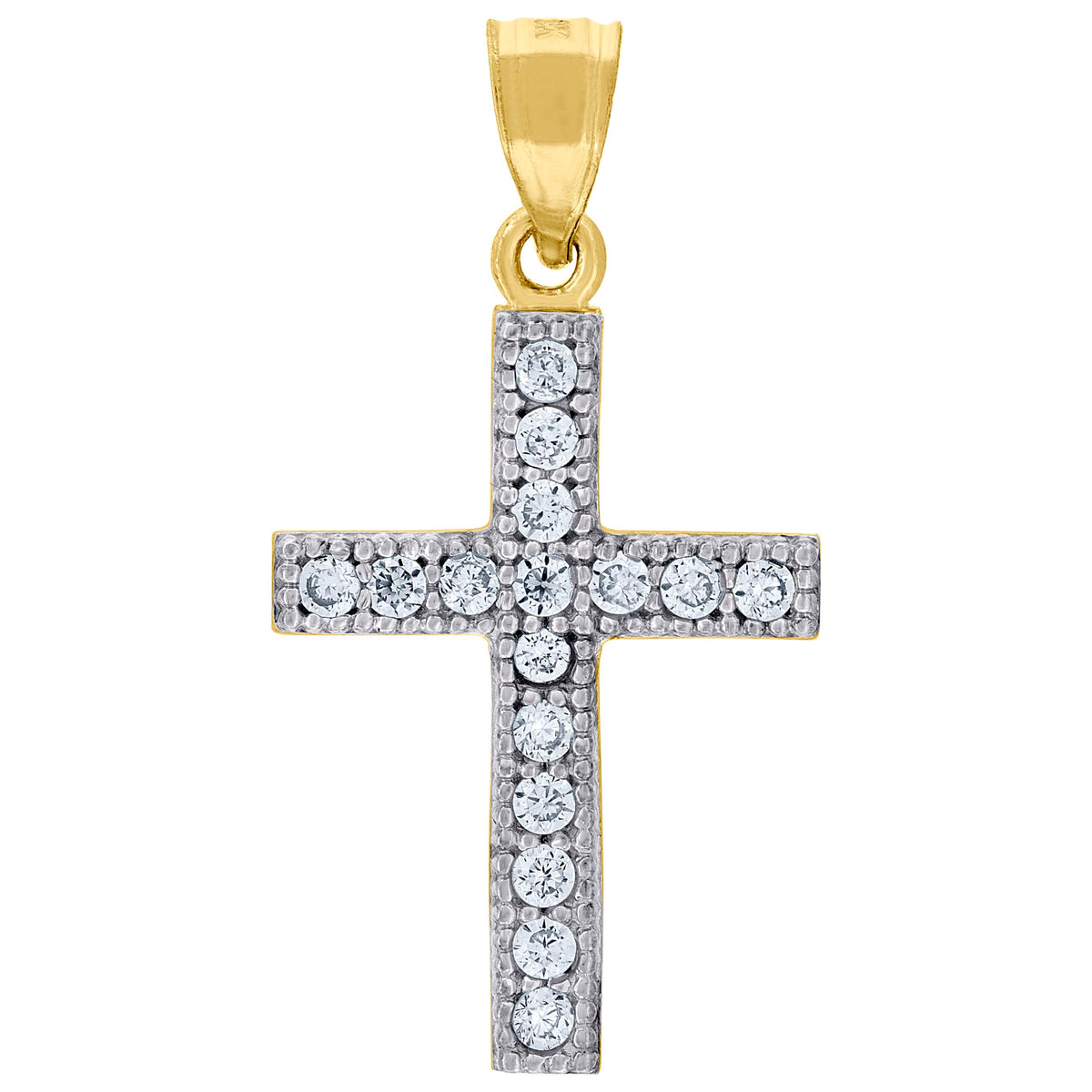 10kt Two-Tone Gold Unisex Cubic-Zirconia Lady Of Guadalupe Heart Religious Charm Pendant