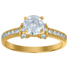 10kt Yellow Gold Womens Cubic-Zirconia Engagement Ring