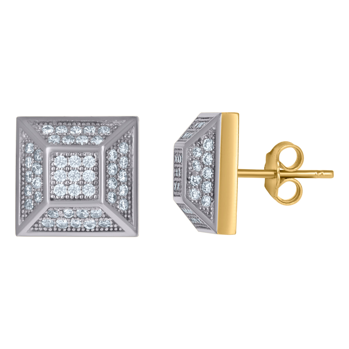 10kt Yellow Gold Mens Cubic-Zirconia Fashion Nugget Stud Earrings