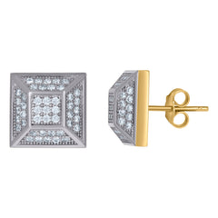 10kt Yellow Gold Mens Cubic-Zirconia Fashion Nugget Stud Earrings