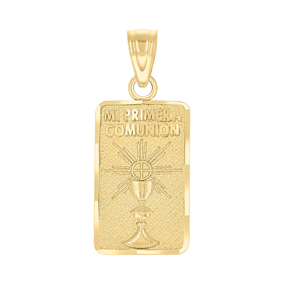 10kt Yellow Gold Mens Diamond-Cut Mi Primera Communion Charm Pendant