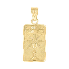 10kt Yellow Gold Mens Diamond-Cut Mi Primera Communion Charm Pendant