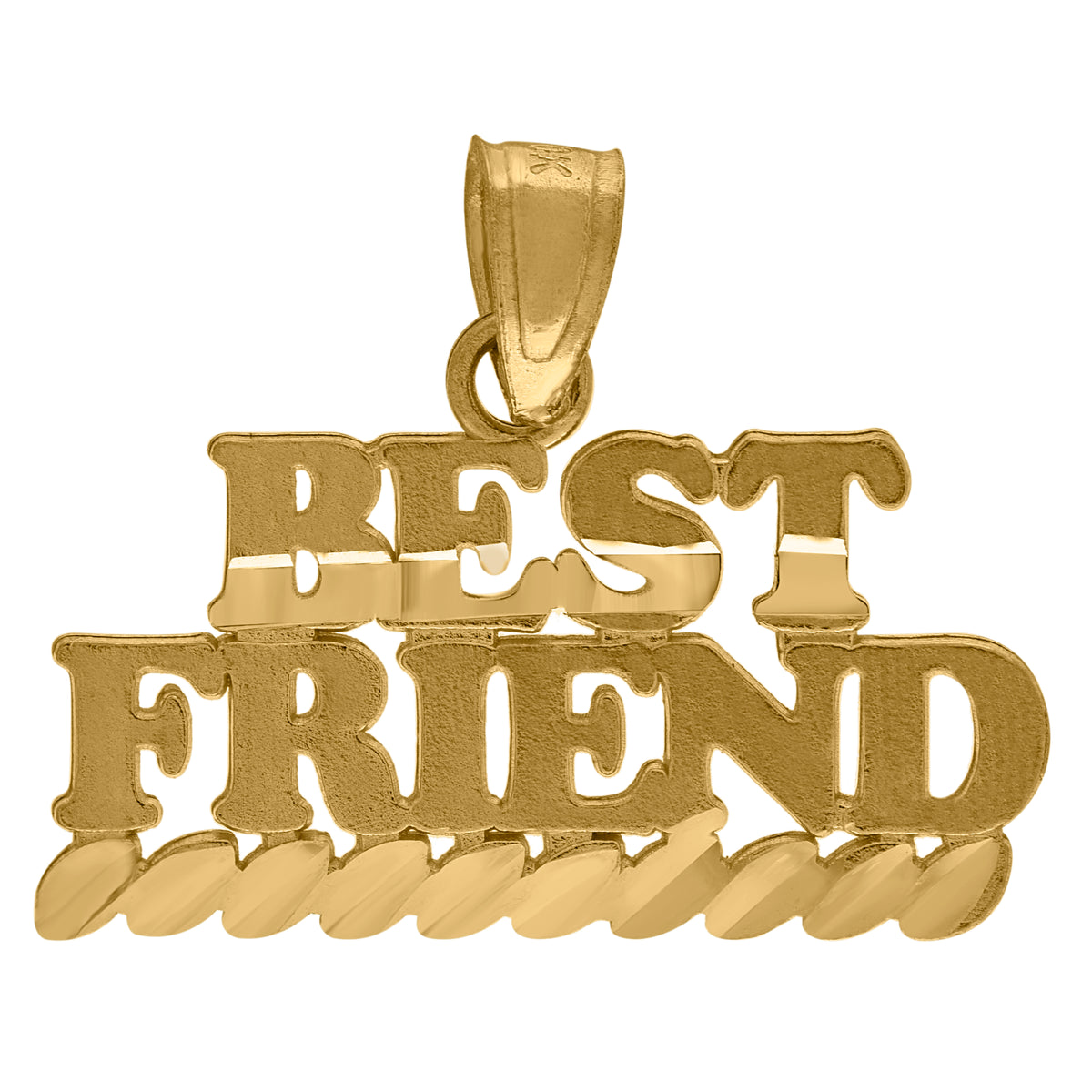 10kt Yellow Gold Diamond-Cut Mens Best Friends Letter & Words Charm Pendant
