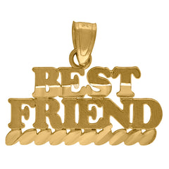 10kt Yellow Gold Diamond-Cut Mens Best Friends Letter & Words Charm Pendant