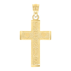 10kt Yellow Gold Textured Mens Our Jesus Lord Religious Charm Pendant