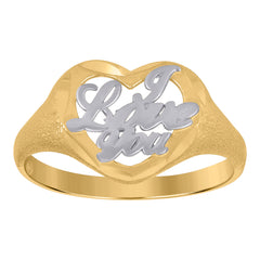 10Kt Gold Womens Two-Tone Dc I Love You Heart Band Ring
