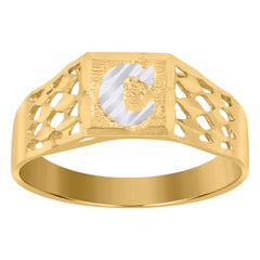 10kt Gold Two-Tone Diamond-Cut Textured Unisex Praying Hands Religious Charm Pendant