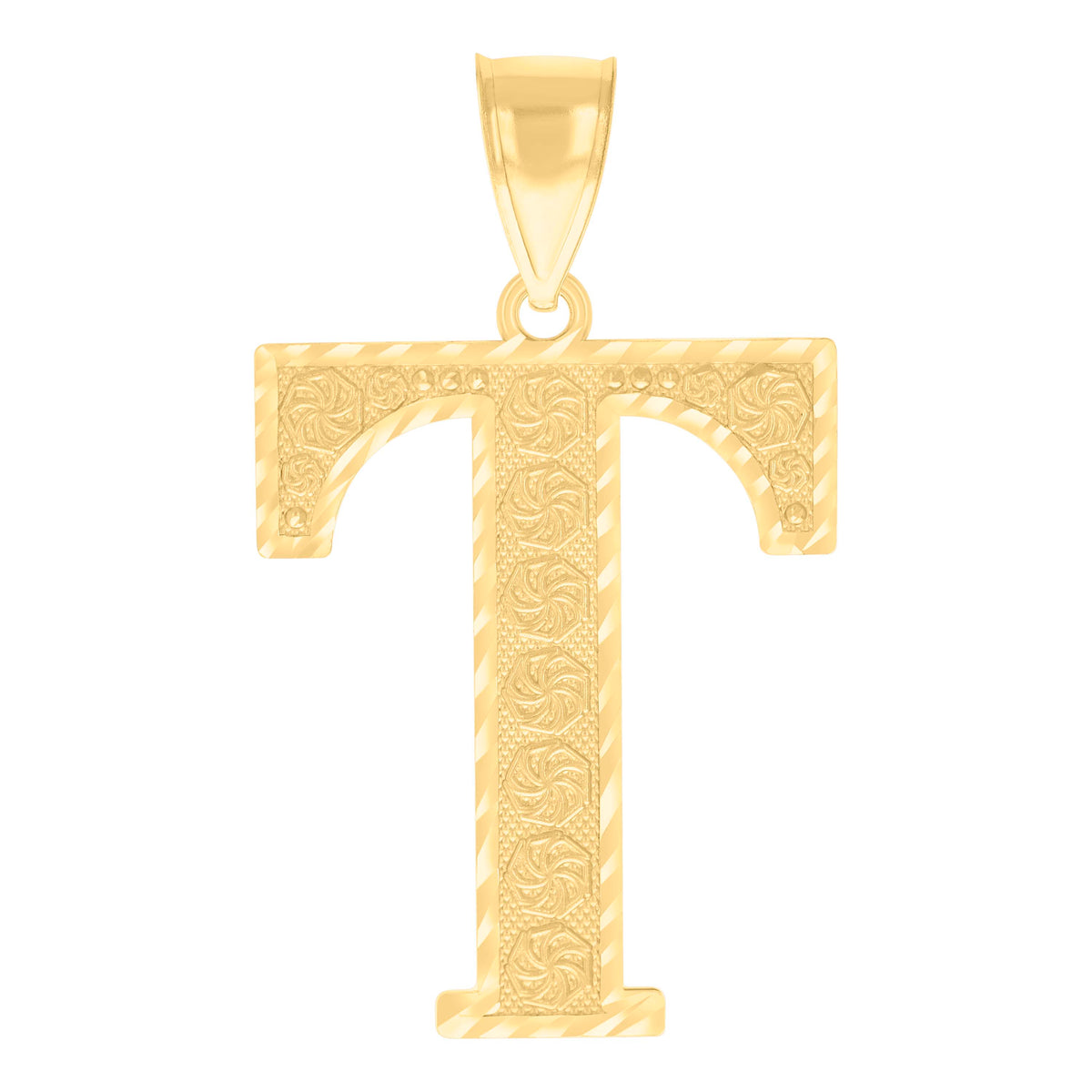 10kt Yellow Gold Unisex Initial Alphabet T Charm Pendant
