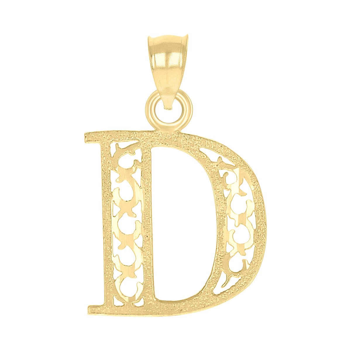 10kt Yellow Gold Unisex Initial Letter D Charm Pendant
