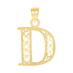 10kt Yellow Gold Unisex Initial Letter D Charm Pendant
