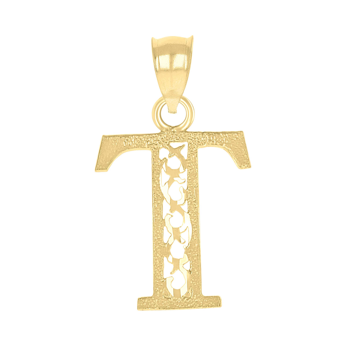 10kt Yellow Gold Unisex Initial Letter T Charm Pendant