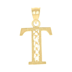 10kt Yellow Gold Unisex Initial Letter T Charm Pendant