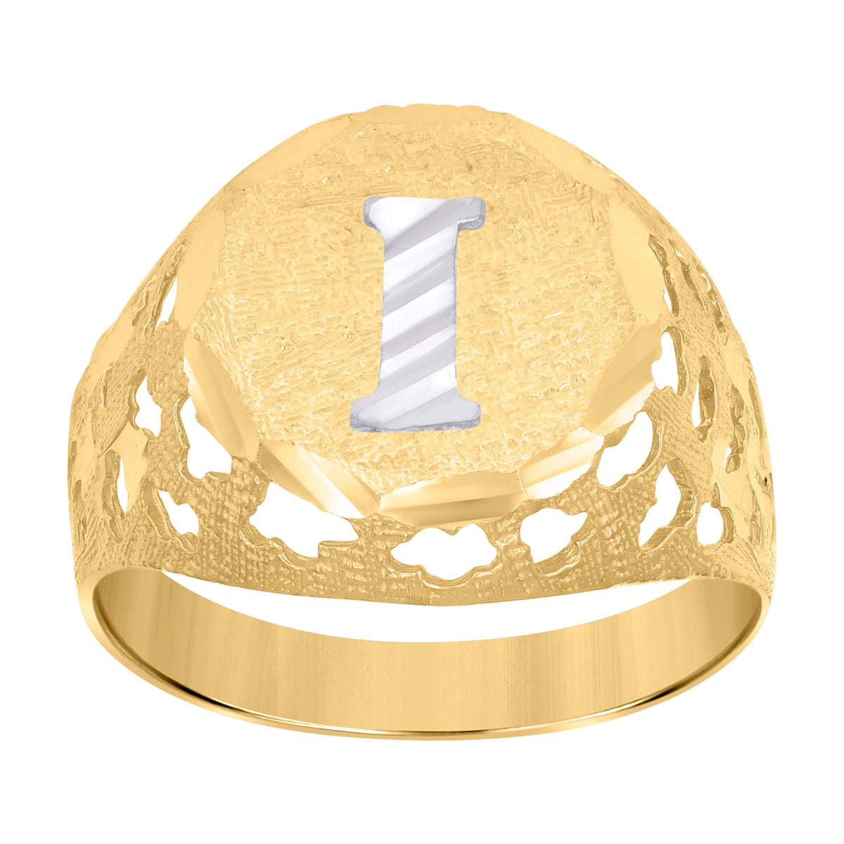 10kt Gold Womens Tri-Color CZ Love Heart Band Ring