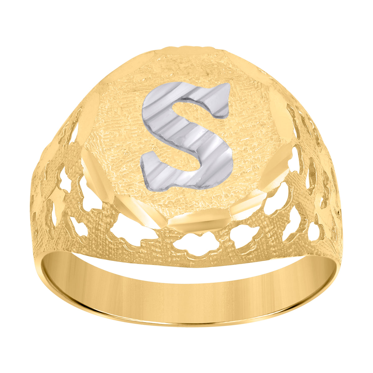 10kt Gold Womens Two-Tone CZ Heart Band Ring