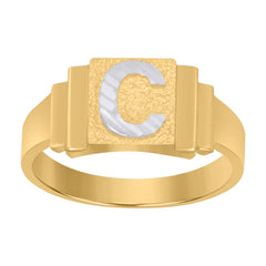 10Kt Two-Tone Gold Unisex Initial Alphabet C Ring