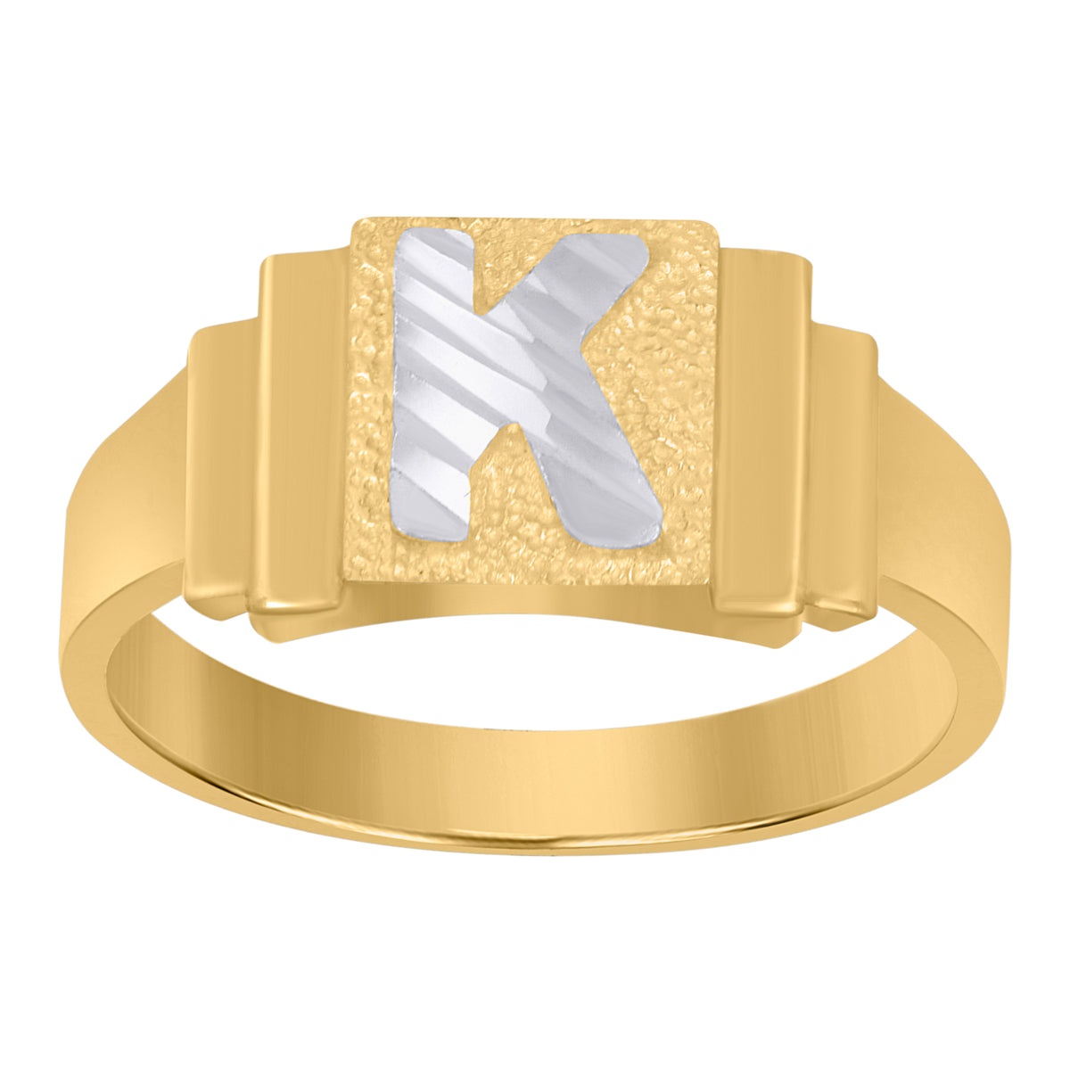 10Kt Two-Tone Gold Unisex Initial Alphabet K Ring
