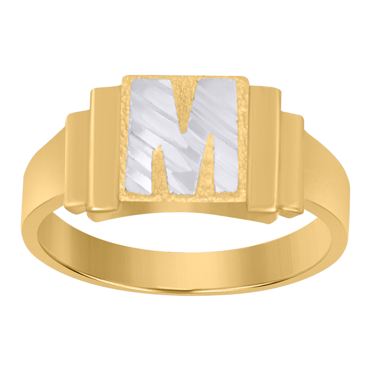 10Kt Two-Tone Gold Unisex Initial Alphabet M Ring
