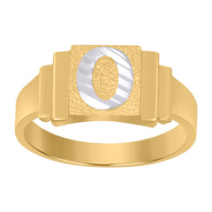 10Kt Two-Tone Gold Unisex Initial Alphabet O Ring