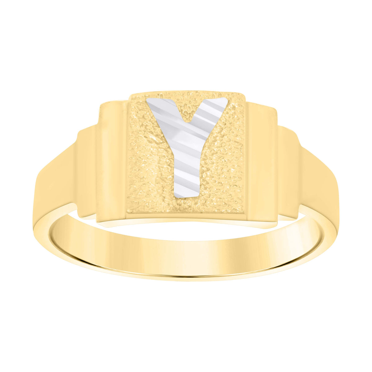 10kt Two-tone Gold Womens Initial Letter "Y" Ring