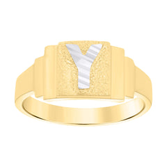 10kt Two-tone Gold Womens Initial Letter "Y" Ring