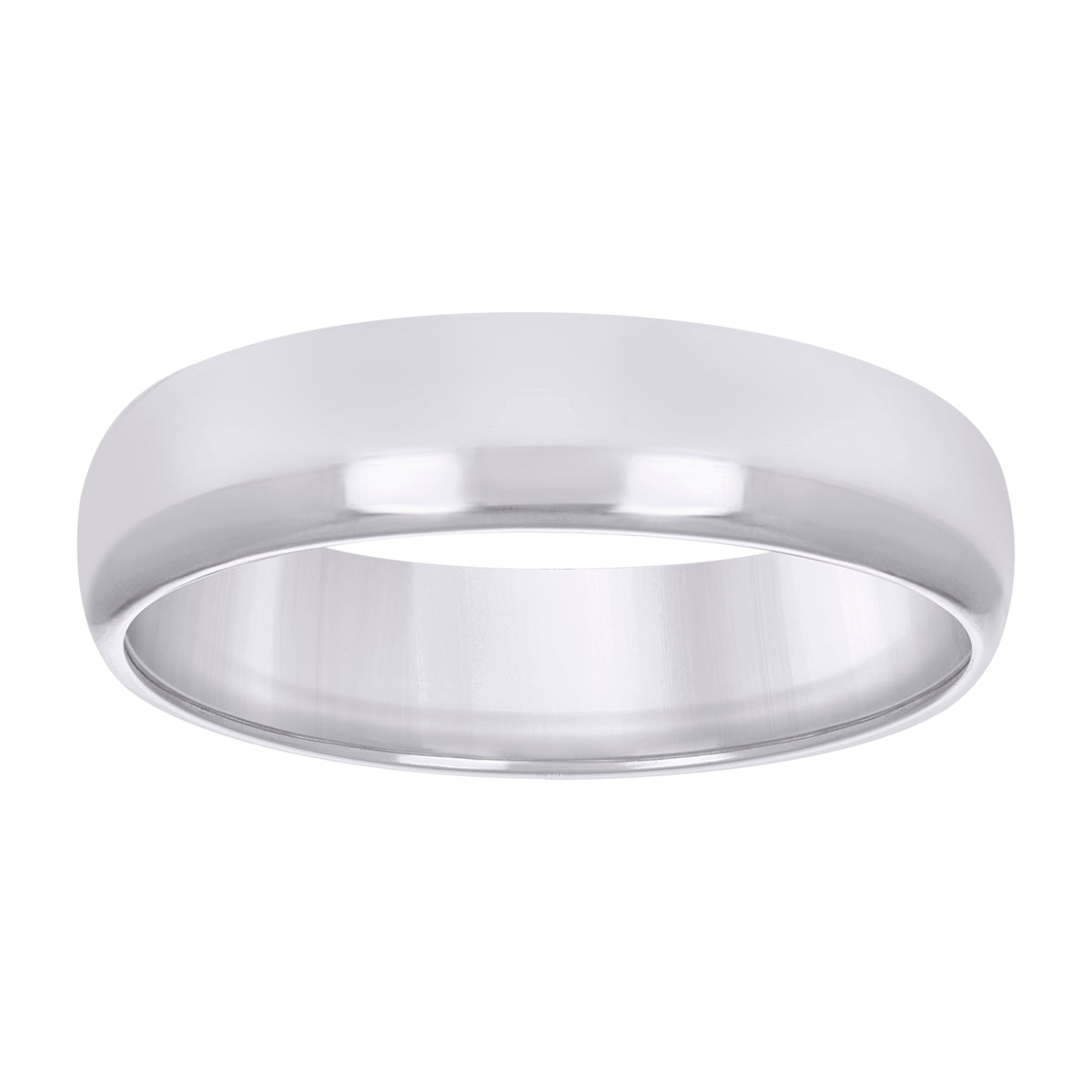10kt White Mens 5mm Comfort-Fit Wedding Band Ring Size 6