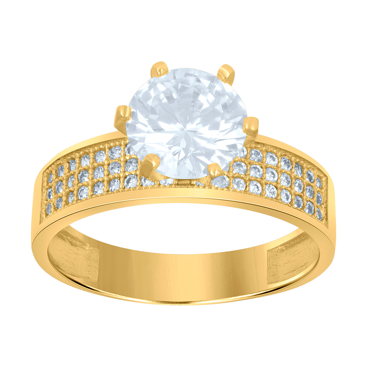 10kt Two-tone Gold Men Pink White Cubic-Zirconia Pharaoh Egyptian Ring