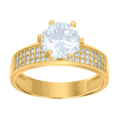 10kt Two-tone Gold Men Pink White Cubic-Zirconia Pharaoh Egyptian Ring
