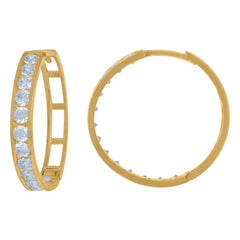 10kt Yellow Gold Womens Single Row CZ Cubic Zirconia Hoop Earrings
