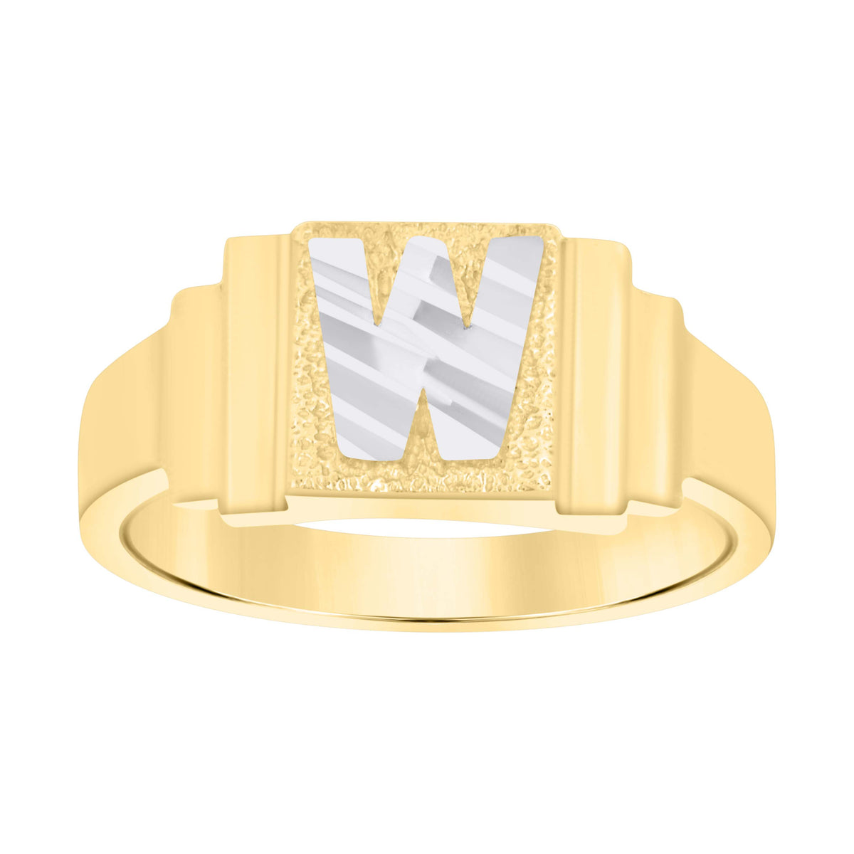 10kt Two-tone Gold Womens Initial Letter "W" Ring