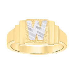 10kt Two-tone Gold Womens Initial Letter "W" Ring